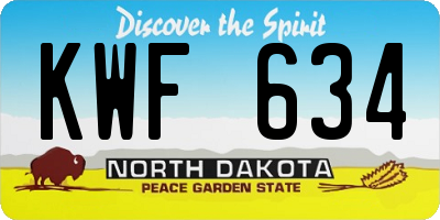 ND license plate KWF634