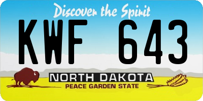 ND license plate KWF643