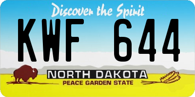 ND license plate KWF644