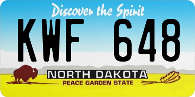ND license plate KWF648