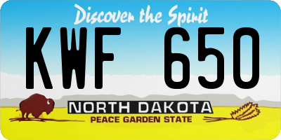 ND license plate KWF650