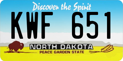 ND license plate KWF651