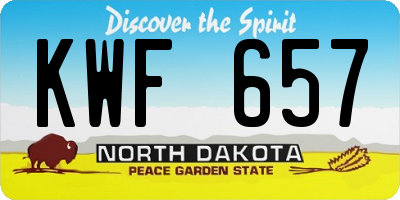ND license plate KWF657