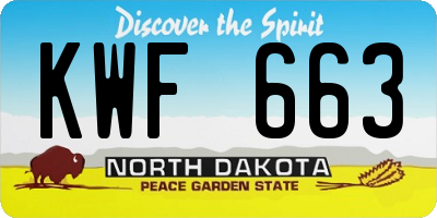 ND license plate KWF663