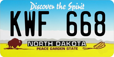 ND license plate KWF668