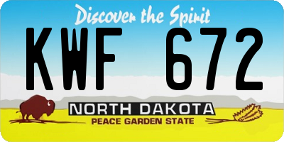 ND license plate KWF672