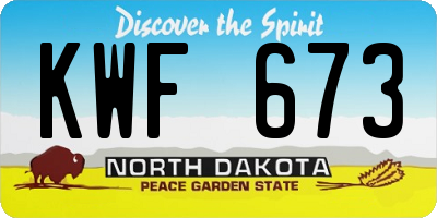 ND license plate KWF673