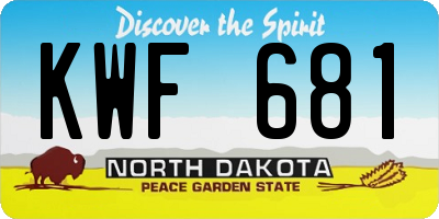 ND license plate KWF681