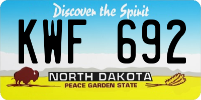 ND license plate KWF692