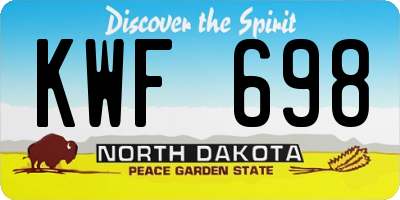 ND license plate KWF698
