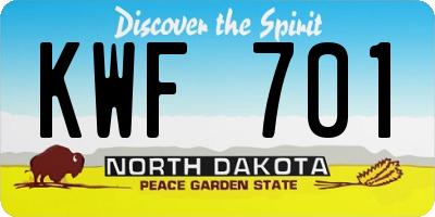 ND license plate KWF701