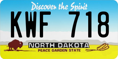 ND license plate KWF718