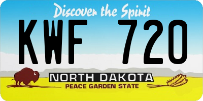 ND license plate KWF720