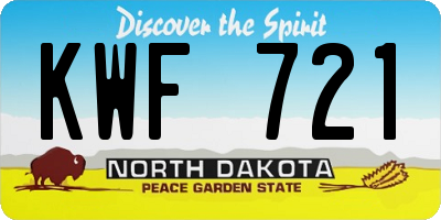 ND license plate KWF721
