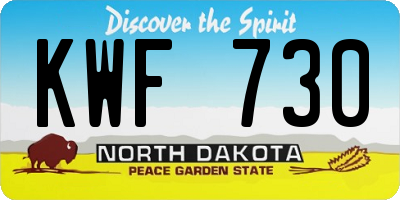 ND license plate KWF730
