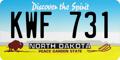 ND license plate KWF731