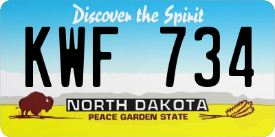 ND license plate KWF734