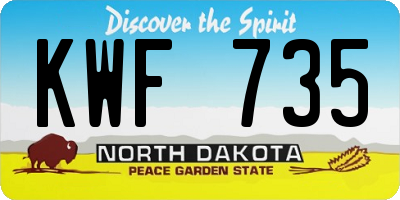ND license plate KWF735