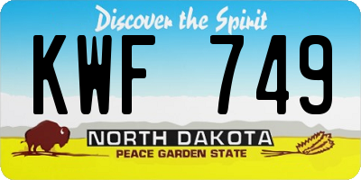ND license plate KWF749