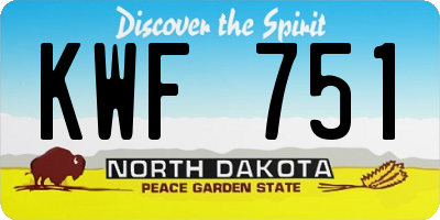 ND license plate KWF751