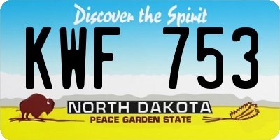 ND license plate KWF753