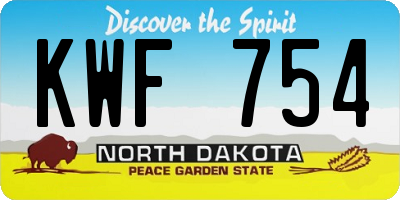 ND license plate KWF754