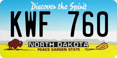 ND license plate KWF760