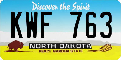 ND license plate KWF763