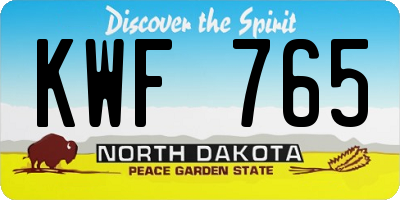 ND license plate KWF765