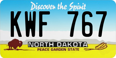 ND license plate KWF767