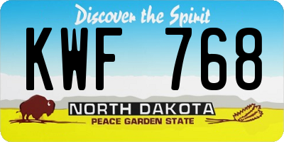 ND license plate KWF768
