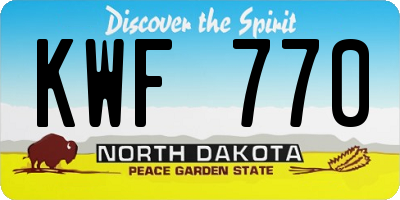 ND license plate KWF770