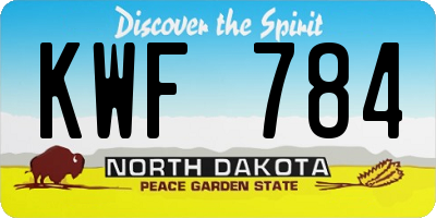 ND license plate KWF784