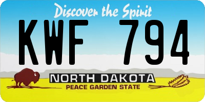 ND license plate KWF794