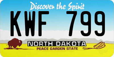 ND license plate KWF799