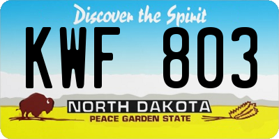 ND license plate KWF803