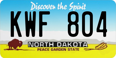 ND license plate KWF804