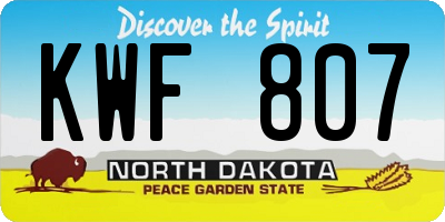ND license plate KWF807