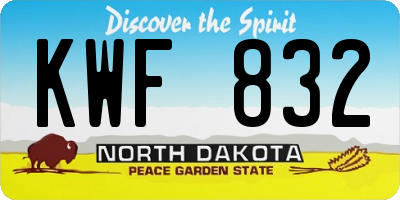 ND license plate KWF832