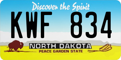 ND license plate KWF834