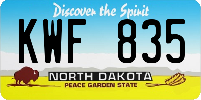 ND license plate KWF835