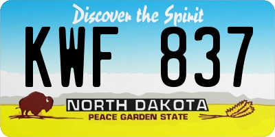 ND license plate KWF837