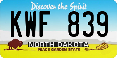 ND license plate KWF839