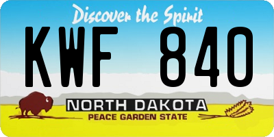 ND license plate KWF840