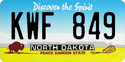 ND license plate KWF849