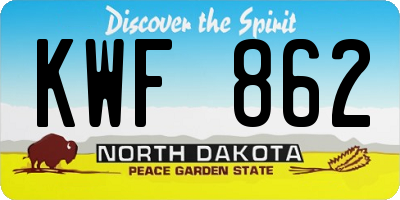 ND license plate KWF862