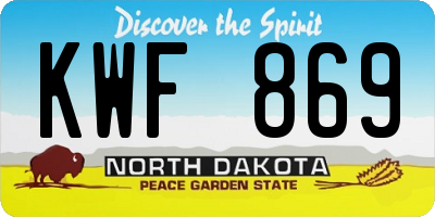 ND license plate KWF869