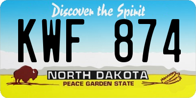 ND license plate KWF874