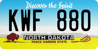 ND license plate KWF880