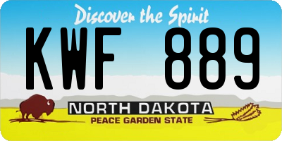 ND license plate KWF889